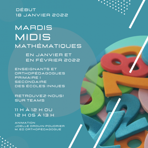 ACCOMPAGNEMENT PÉDAGOGIQUE – MARDIS MIDIS MATHÉMATIQUES