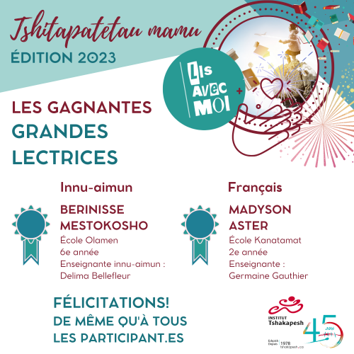BRAVOS AUX GRANDES LECTRICES ET À TOUS LES PARTICIPANTS!