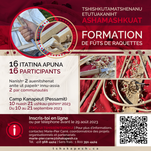 FORMATION ASHAMASHKUAT – FÛTS DE RAQUETTES DU 10 AU 21 SEPTEMBRE 2023
