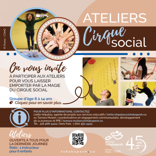 CIRQUE SOCIAL ( UNE SEMAINE D’ATELIERS DANS NOS COMMUNAUTÉS MEMBRES )