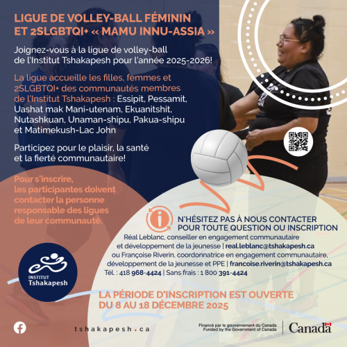 INVITATION – INSCRIPTION LIGUE DE VOLLEY-BALL FÉMININ ET 2SLGBTQI+ | « MAMU INNU-ASSIA » 2026